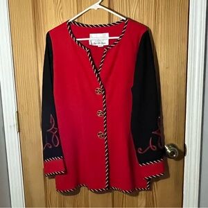 Vintage Red and Black Embroidered Blazer